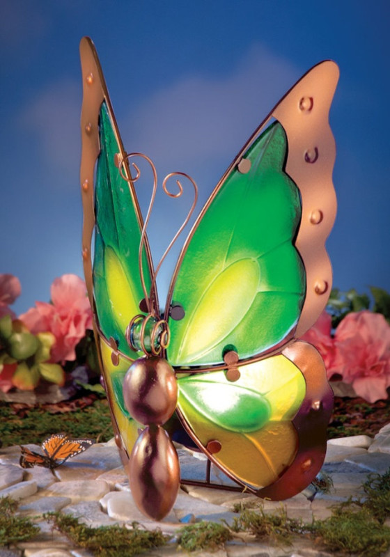 Glass Butterfly Solar Light Outdoor Decoration Fresh Garden Decor