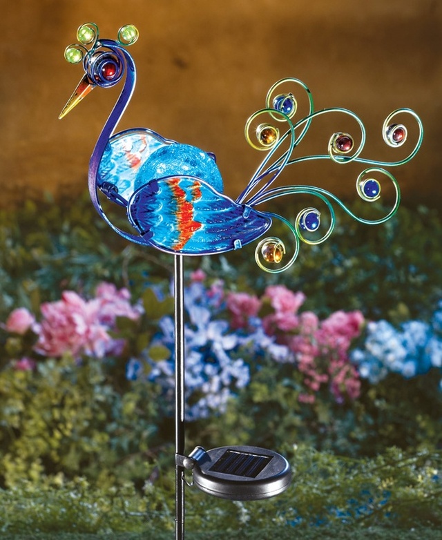 Aazon.co : Laqerjc Rain Gauge Light Solar Powered Etal Peacock
