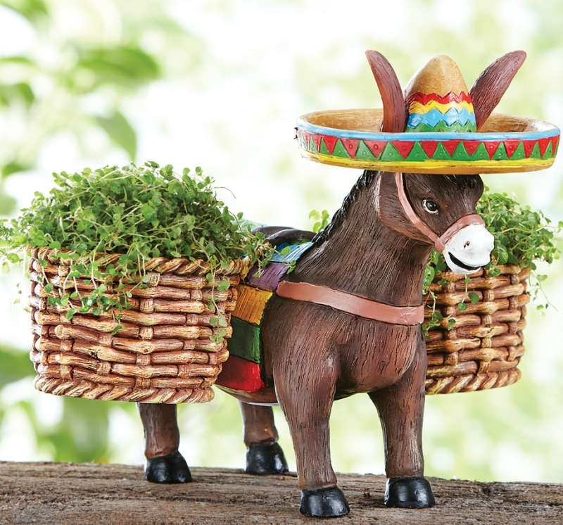 Donkey Figurine Garden Planter