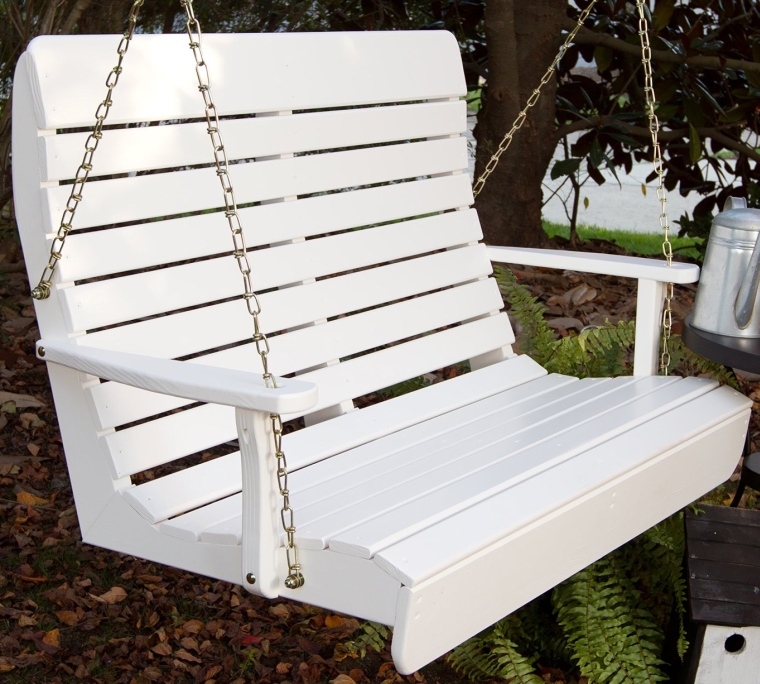 Porchgate Amish Made High Back White Porch Swing