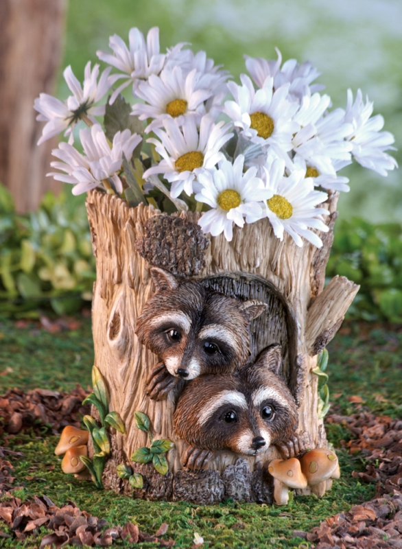 Peeking Raccoons Decorative Garden Planter