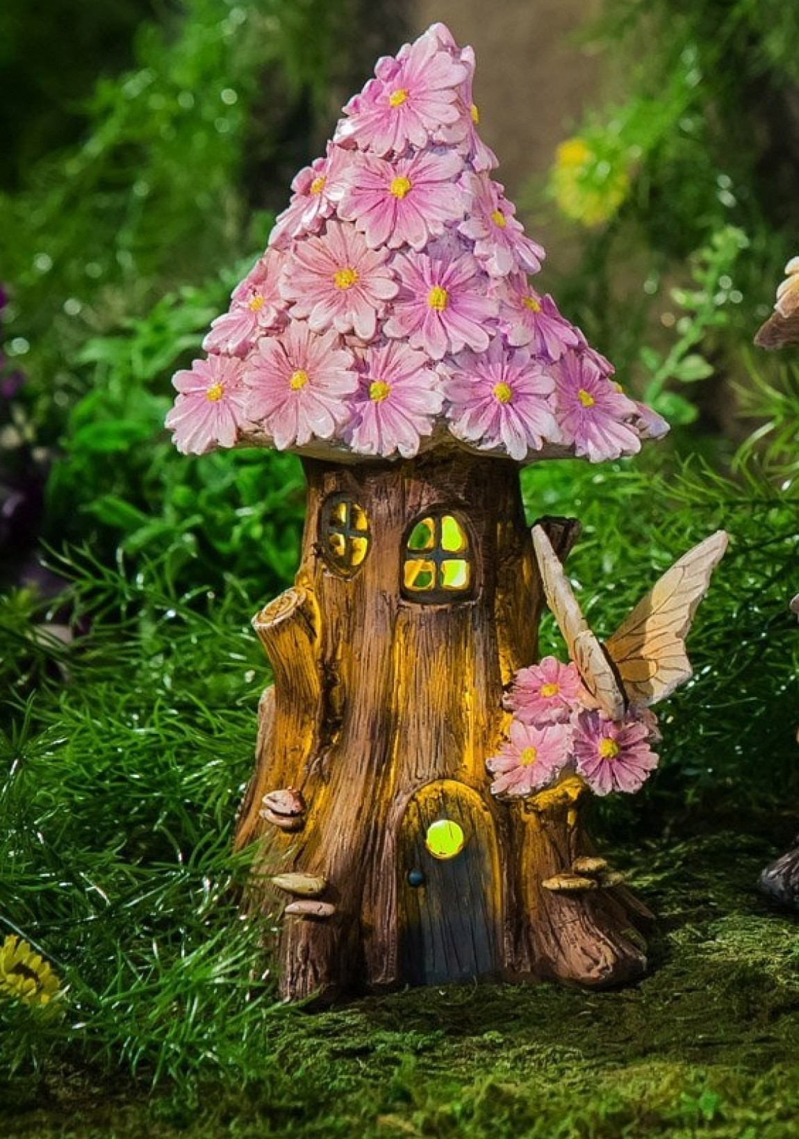 Spring Petals Short Lighted Fairy House | Fresh Garden Decor