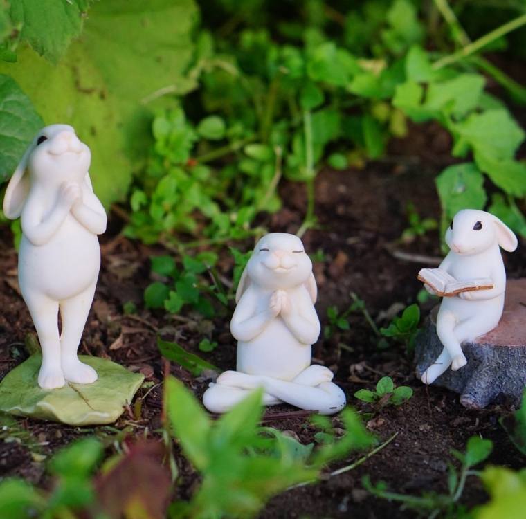 Miniature Fairy Garden & Terrarium Yoga Bunny