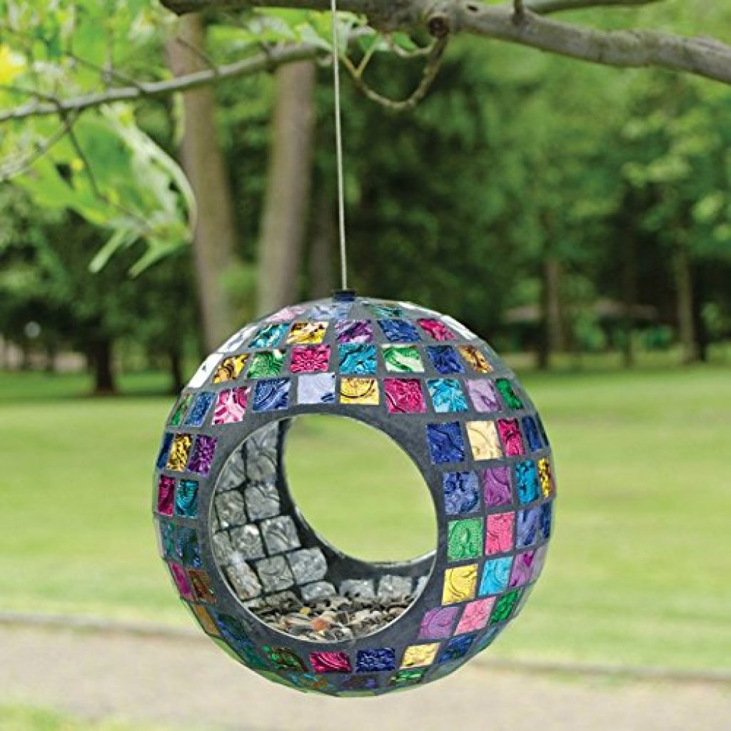 Mosaic Glass Garden Jeweled Hues Circle Bird Feeder Fresh Garden Decor