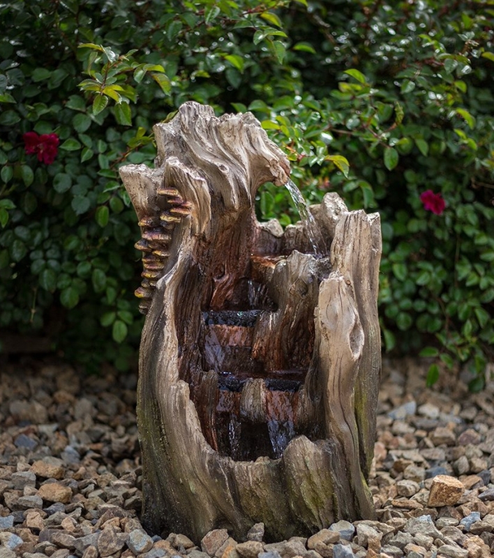 Walnut Log IndoorOutdoor Garden Fountain