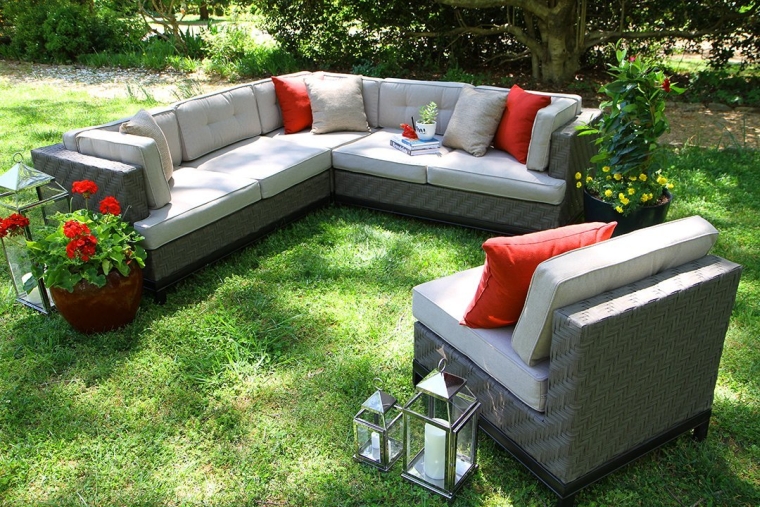 Outdoor 4-Piece Camilla All Weather Wicker Sectional with Sunbrella Fabric