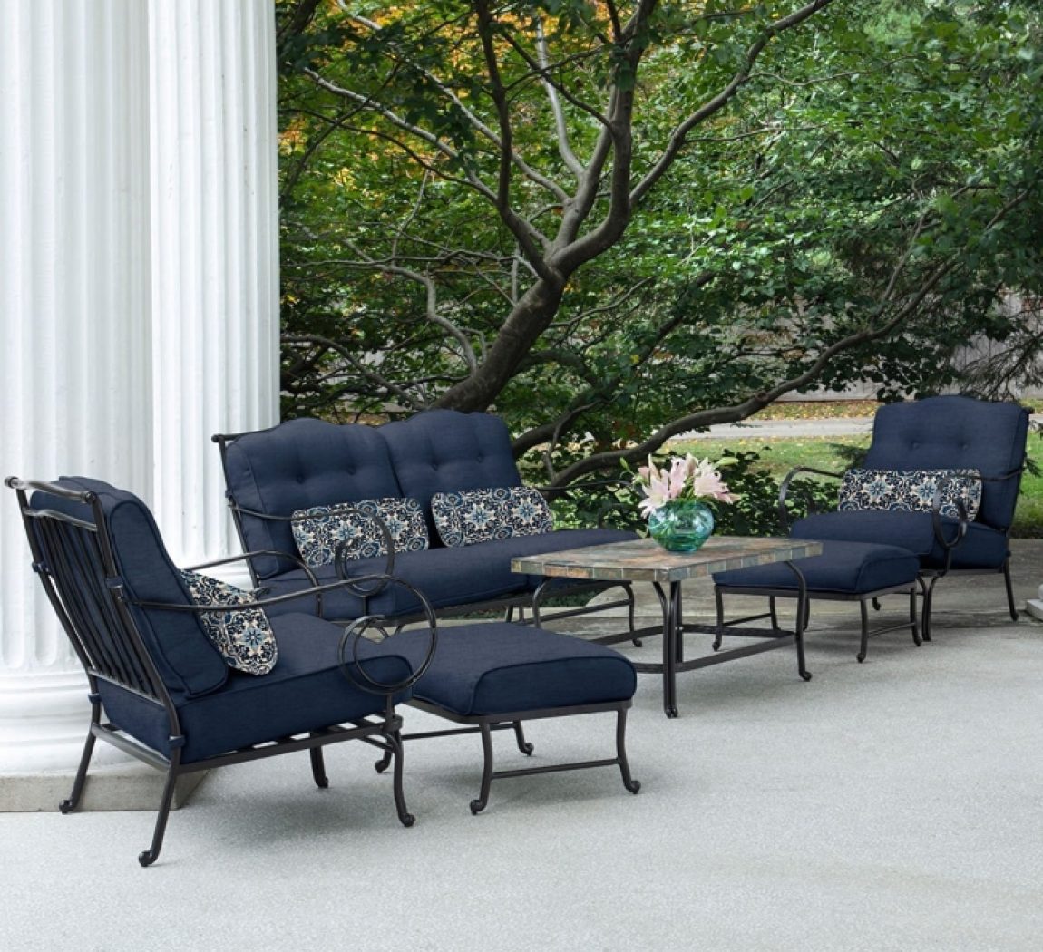 6Piece Patio Set in Navy Blue with a Coffee Table Fresh