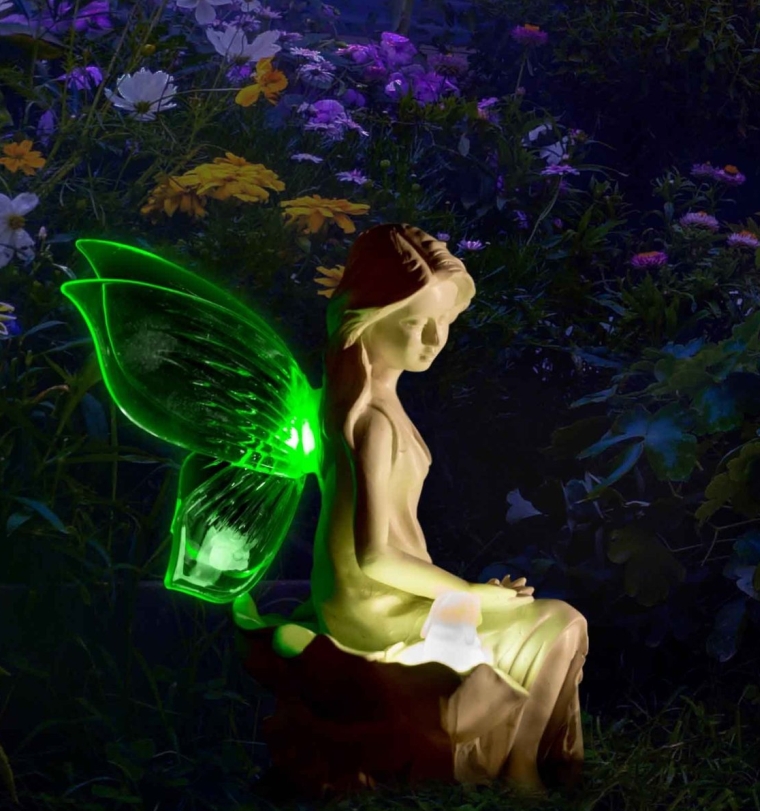 Solar Angel Fairy Figurine Lights With Color Changing Butterfly Wings