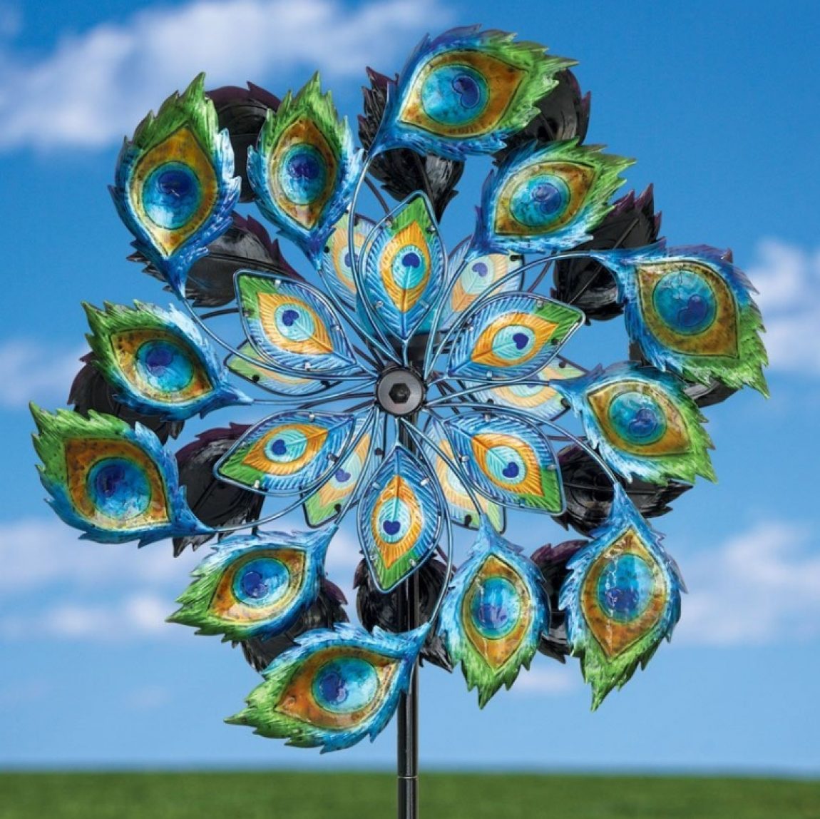 Solar Peacock Wind Spinner Fresh Garden Decor