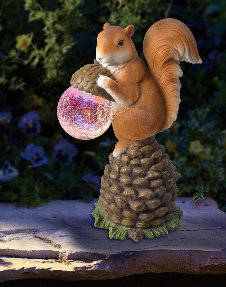 Solar Powered Color-Changing LED Light Squirrel