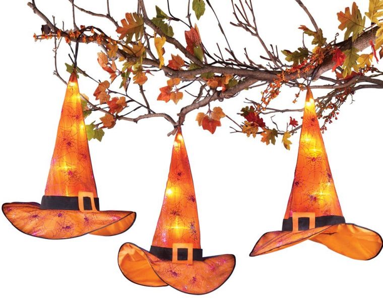 lighted-halloween-witch-hat-decorations