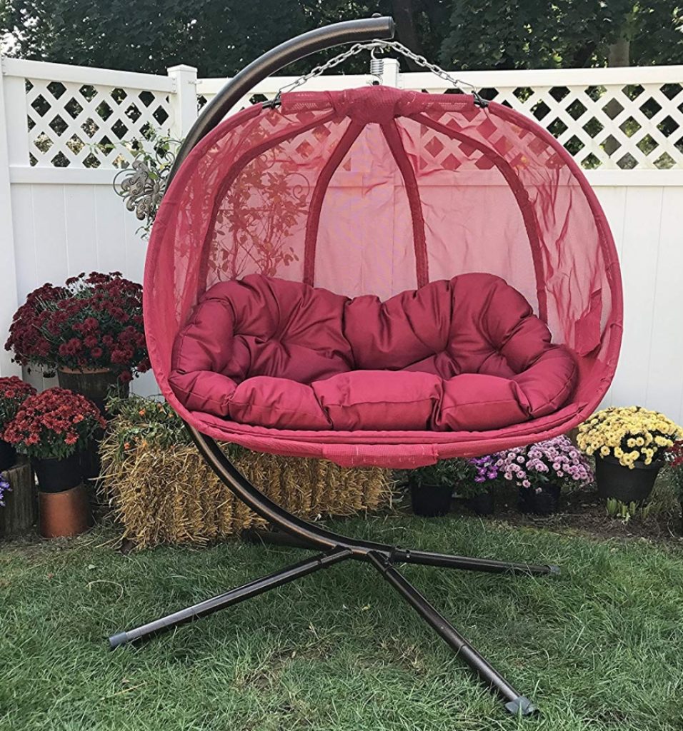 Flower House Hanging Pumpkin Loveseat Chair with Stand Fresh Garden Decor