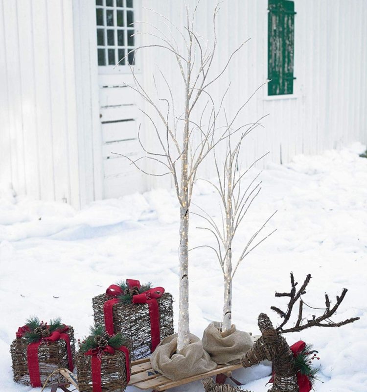 BrylaneHome 6′ PreLit Birch Tree Fresh Garden Decor