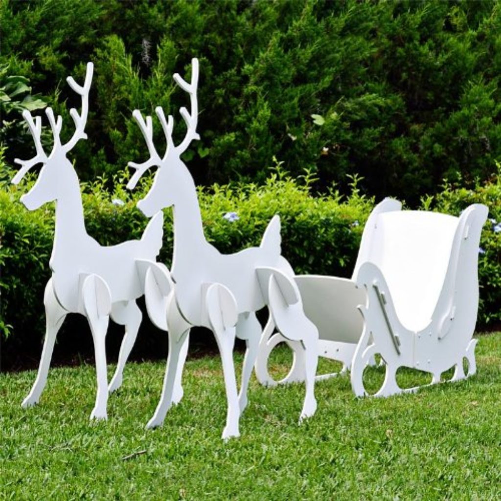 Christmas Outdoor Santa Sleigh and 2 Reindeer Set | Fresh Garden Decor