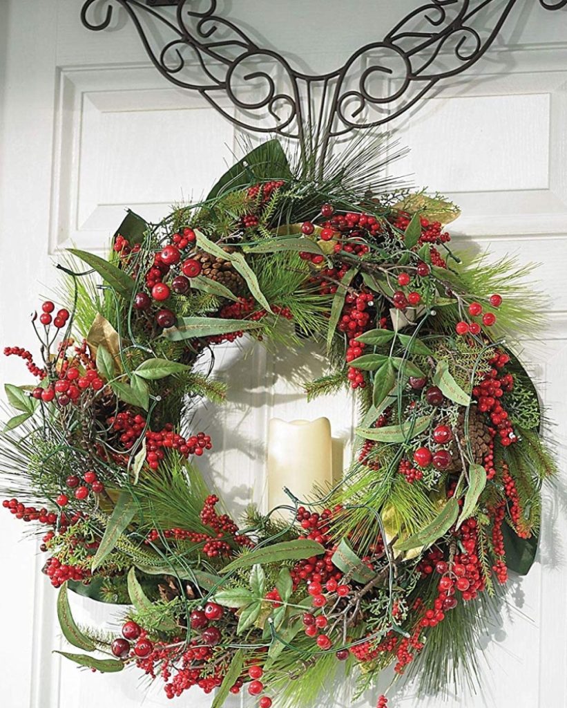 Pre-Lit Winterberry Holiday Wreath | Fresh Garden Decor