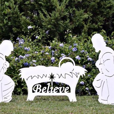Believe Holy Family Outdoor Nativity Set