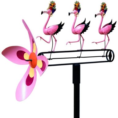 Carmen Miranda Dancing Pink Flamingos Wind-Powered Whirligig