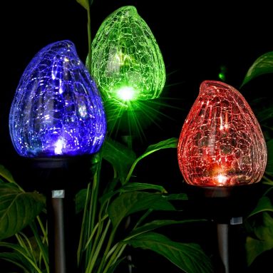 Cracked Glass Flame shaped Dual LED Garden Lights