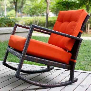 Cushioned Rattan Rocker Chair Rocking