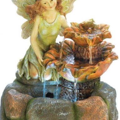 Fairy and Rocks Design Illuminated Water Fountain