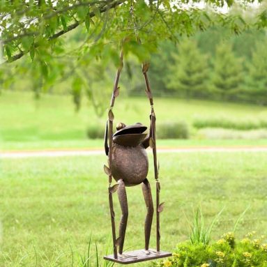 Giant Frog on a Swing Outdoor Decoration