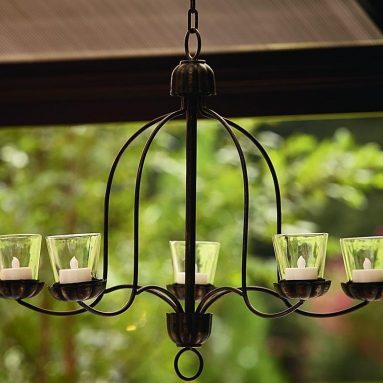 Hanging Votive Chandelier For Outdoor Living Space Patio Deck Porch Backyard