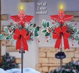 Holiday Star Solar Lighted Garden Stakes with Candle Flame