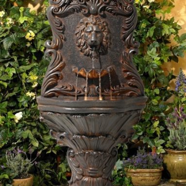 Imperial Lion Acanthus Wall Fountain with Light