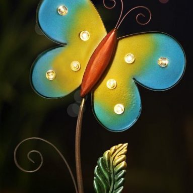 LED Solar Stake Lights with Metal Butterfly
