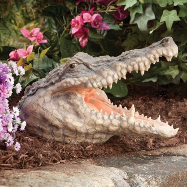 Lifelike Crocodile Head Garden Sculpture