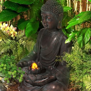 Meditating Aged Bronze Buddha LED IndoorOutdoor Fountain