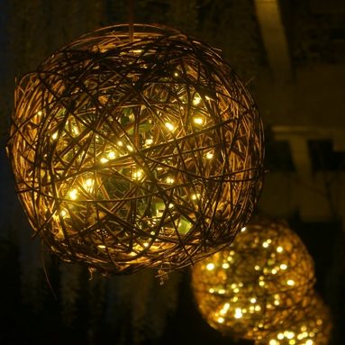 Natural willow branch globe filled with 100 LED lights
