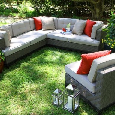 Outdoor 4-Piece Camilla All Weather Wicker Sectional with Sunbrella Fabric