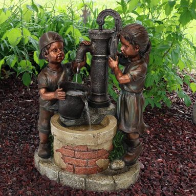 Outdoor Water Fountain Jack and Jill at Farmhouse Pump and Well