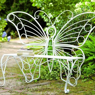 Outdoor Weather-Resistant Metal Butterfly Bench