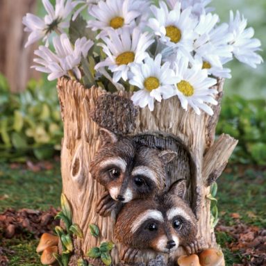 Peeking Raccoons Decorative Garden Planter