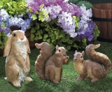 Rabbit And Squirrel Trio Garden Statues
