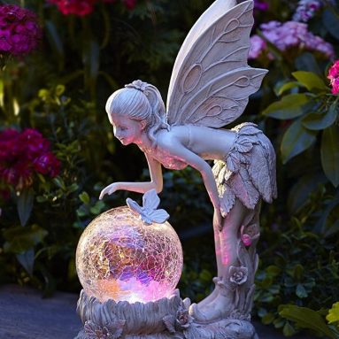 Solar Color-Changing LED Light Standing Pixie with Globe