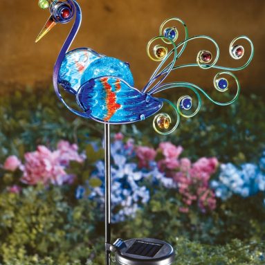 Solar Lighted Peacock Decorative Metal Garden Stake