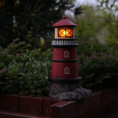 Solar Lighthouse Garden Statue Outdoor Light