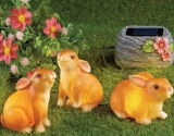 Solar Powered Bunnies Garden Figurines