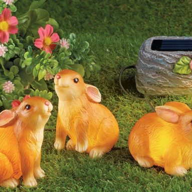 Solar Powered Bunnies Garden Figurines