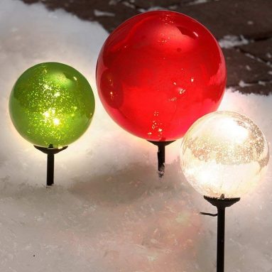 The Lakeside Collection Set of 3 Solar Christmas Gazing Balls