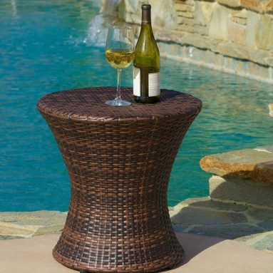 Townsgate Outdoor Brown Wicker Hourglass Side Table